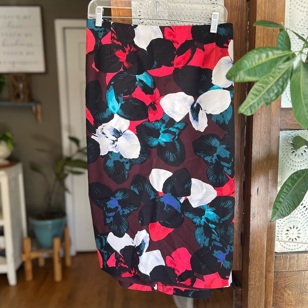 Lord & Taylor Multicolor Floral Midi Skirt